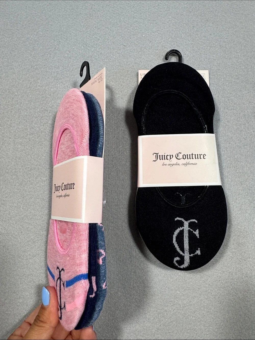 Juicy Couture No-Show Liner Socks in Pink & Black (2-Pack)